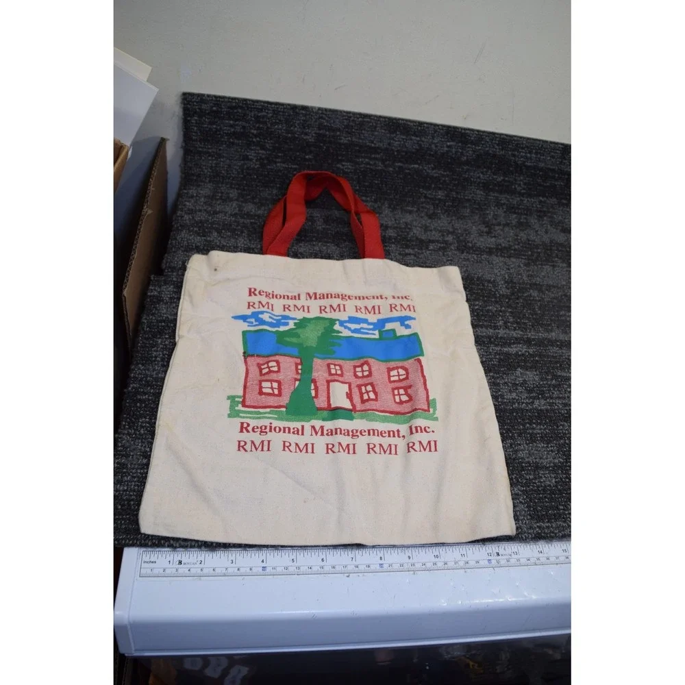 Regional Management Inc Canvas Tote Bag 13x13 Kids School Shopper Shop FLAWS RMI
